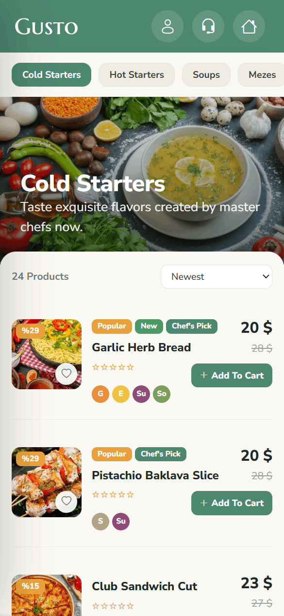 Category and item list