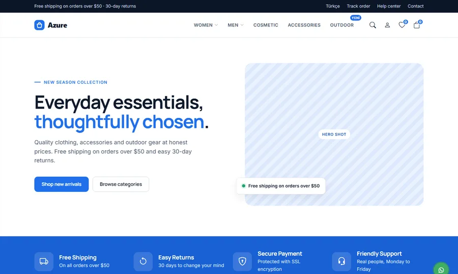 Azure free e-commerce website theme