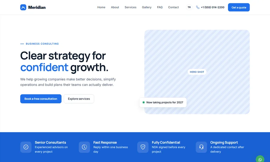 Meridian free business website theme